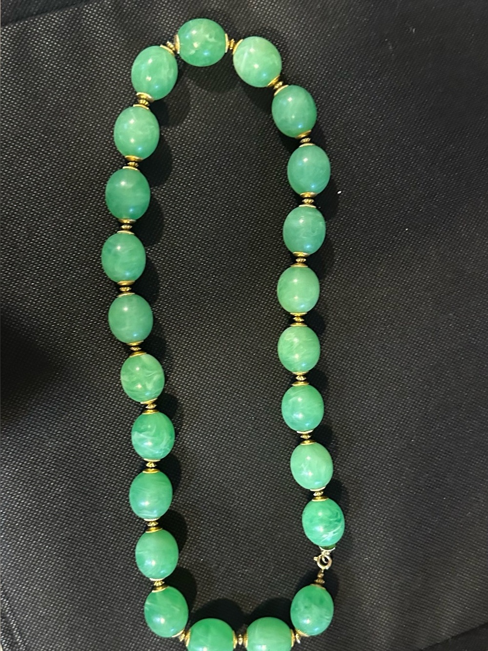 Green Bead Necklace with Gold Accents - Women Jewelry